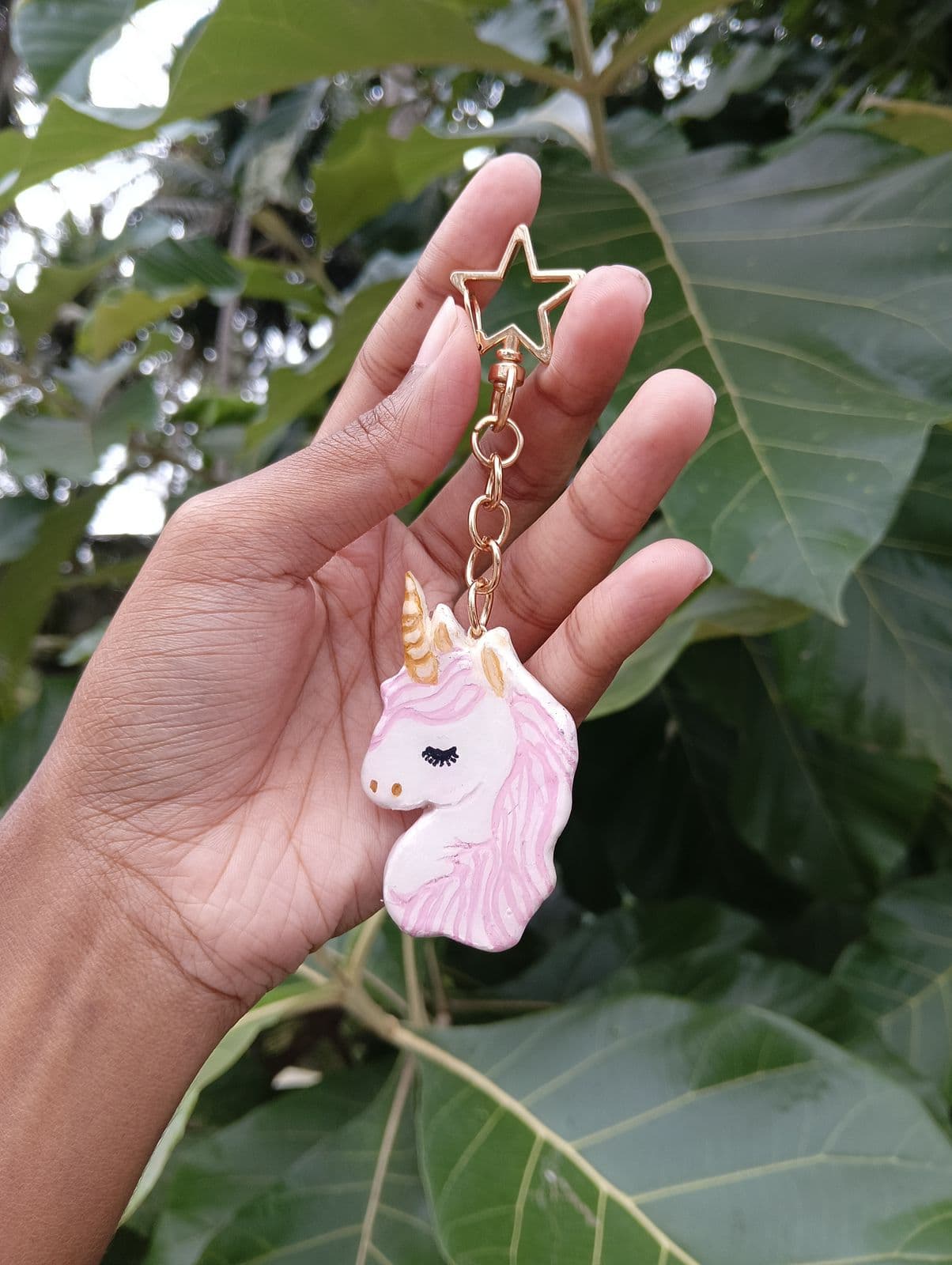 Unicorn handmade resin keychain